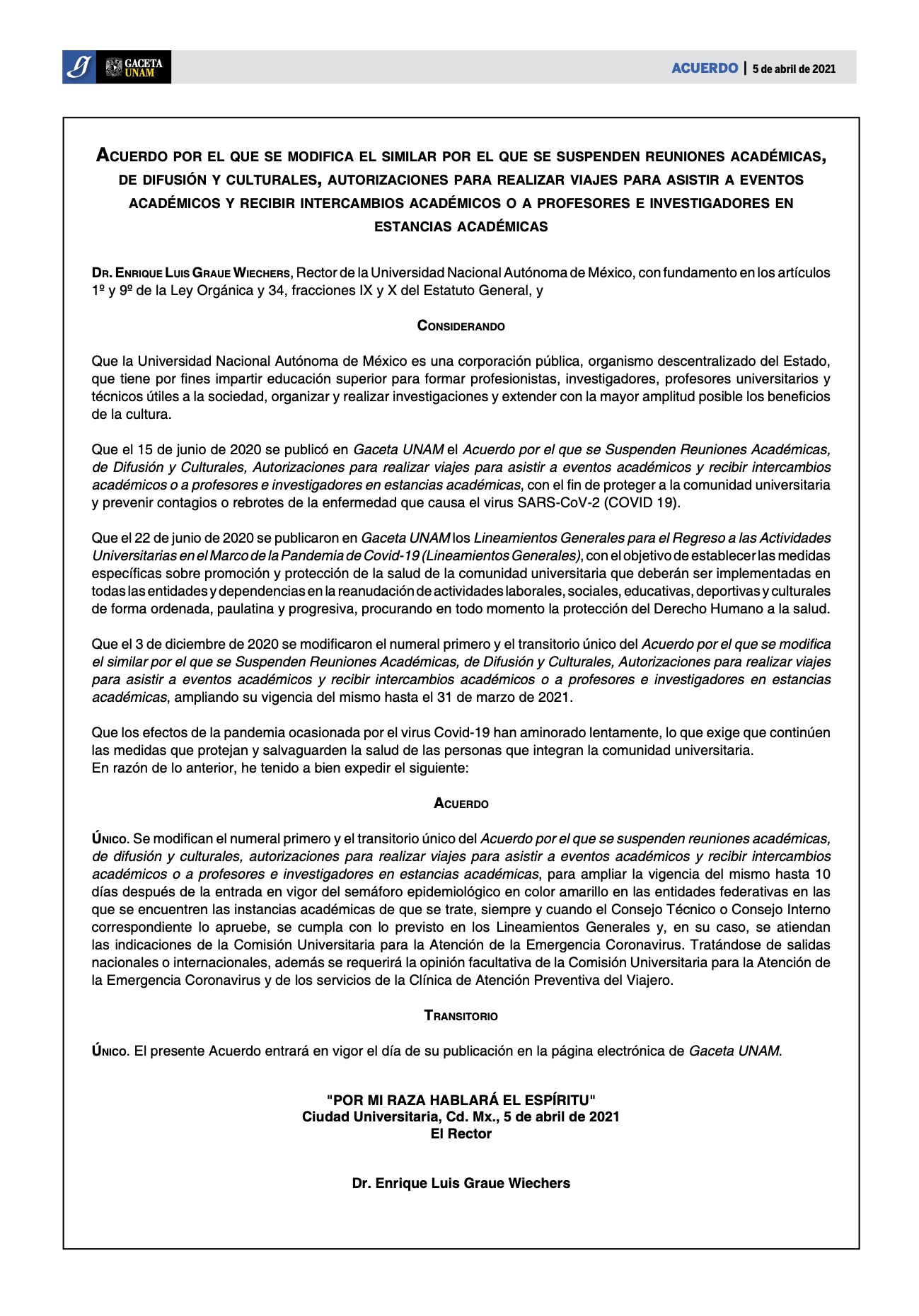 Acuerdo suspenden actividades académicas 05 abril