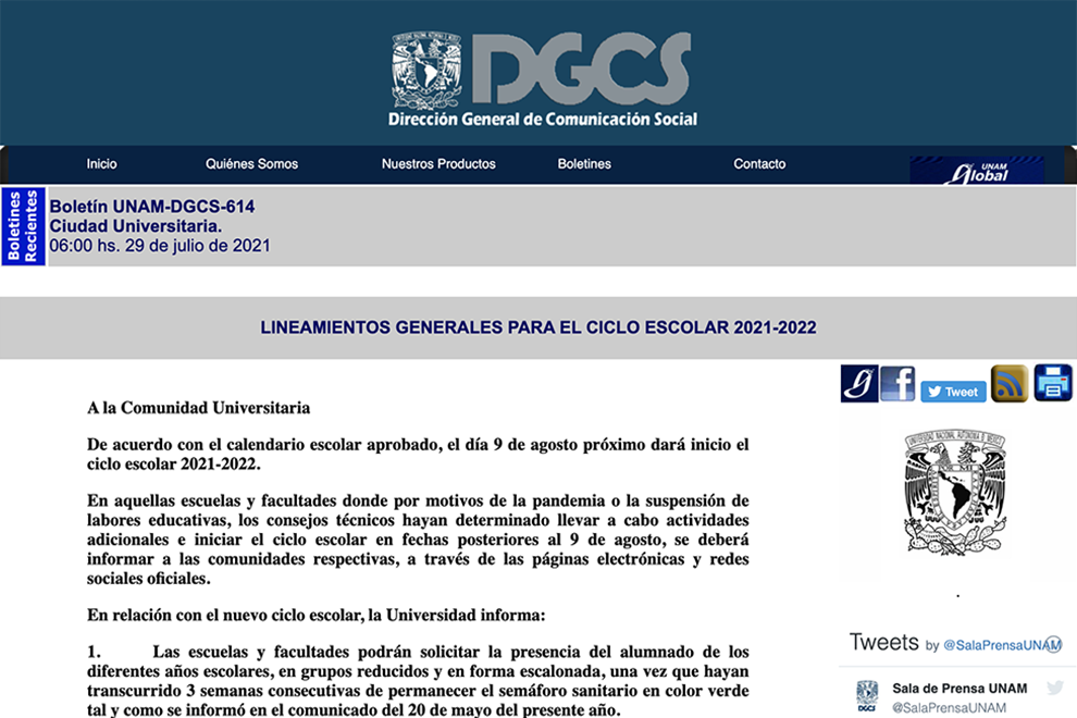 Lineamientos generales para el ciclo escolar 2021 - 2022