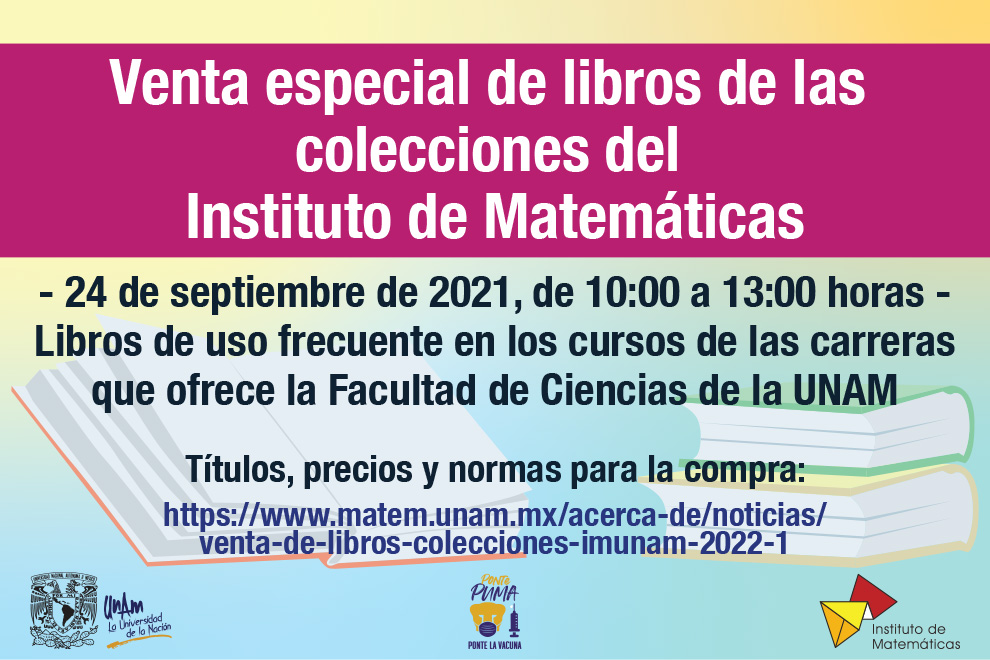 Venta de libros colecciones IMUNAM 2022-1