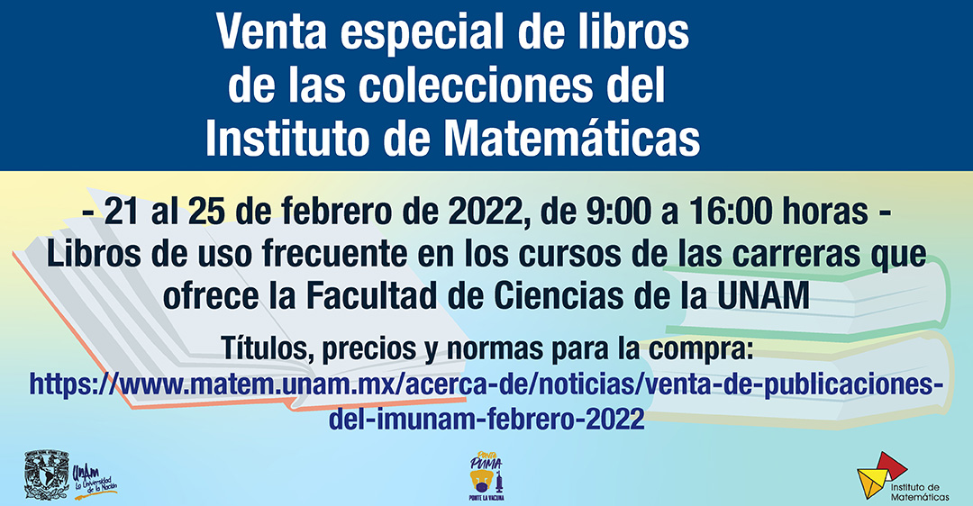 Venta presencial de publicaciones del IMUNAM - febrero 21 a 25, 2022-