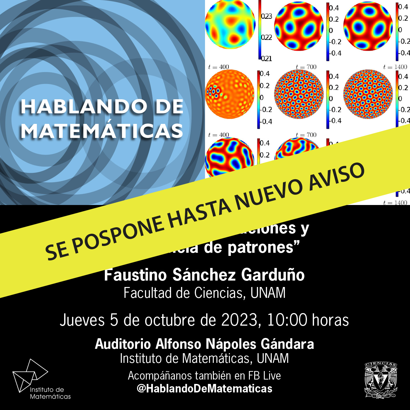 Entre ondas, poblaciones y emergencia de patrones, Faustino Sánchez Garduño - Facultad de Ciencias, UNAM, jueves 5 de octubre de 2023
