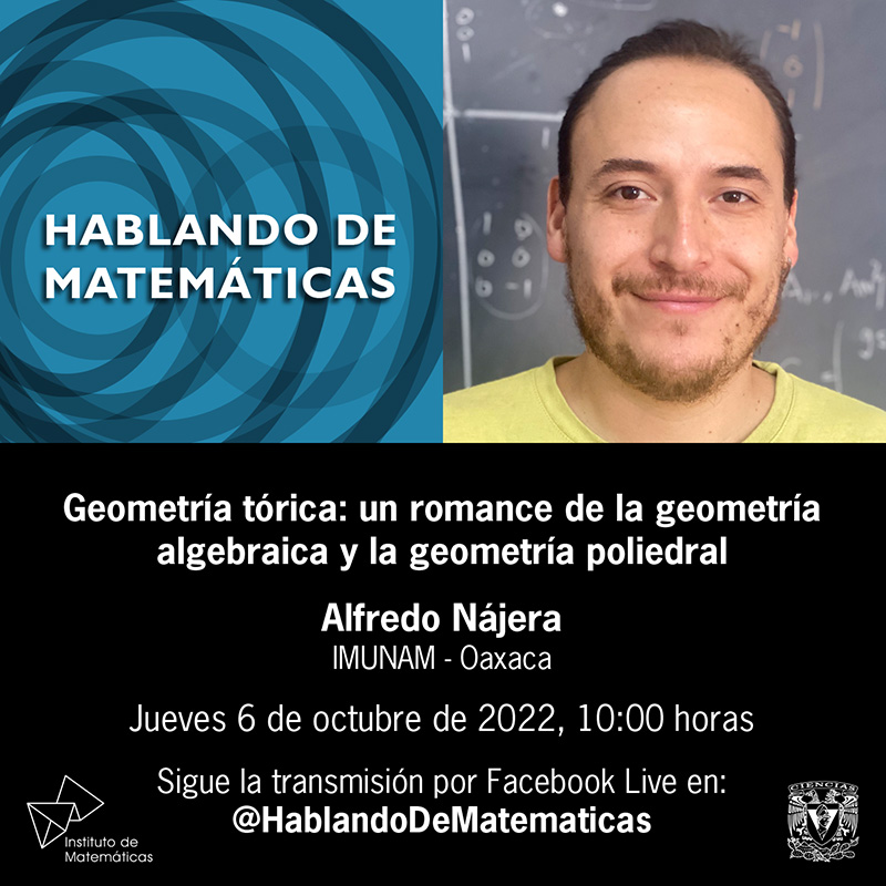 Geometría tórica: un romance de la geometría algebraica y la geometría poliedral - Alfredo Nájera - 6 de octubre de 2022