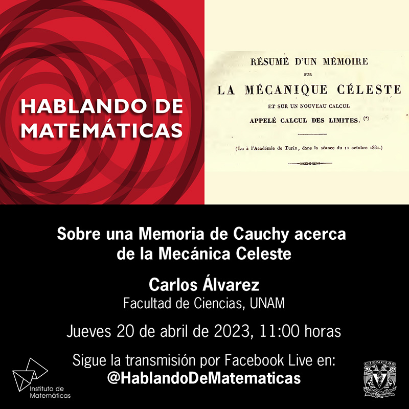 Sobre una Memoria de Cauchy acerca de la Mecánica Celeste, Carlos Álvarez, 20 de abril de 2023