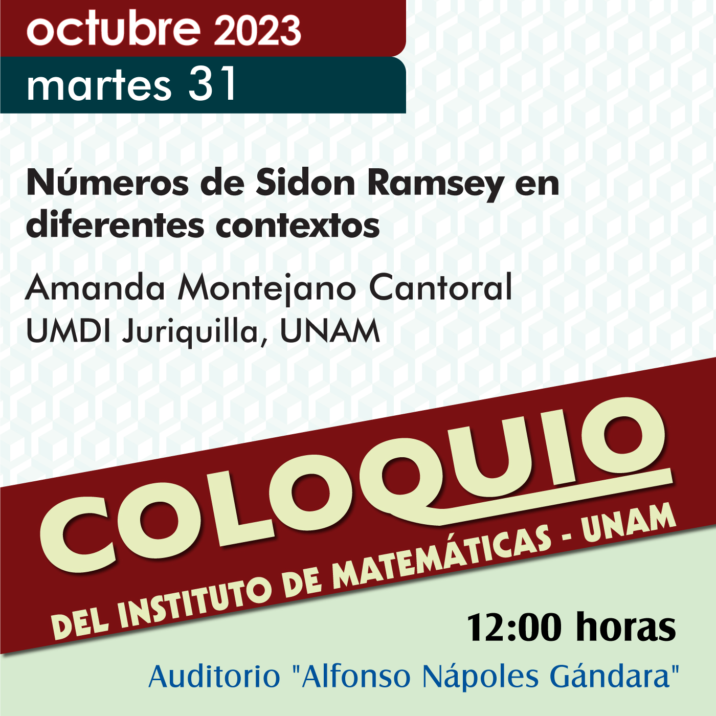 Coloquio del IMUNAM - C. U., 31 de octubre, 2023