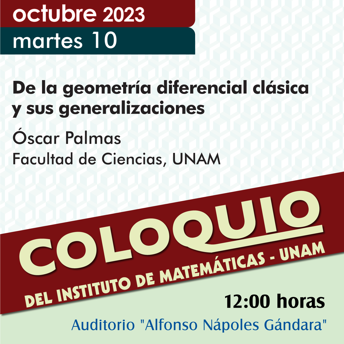 Coloquio del IMUNAM - C. U., 10 de octubre, 2023
