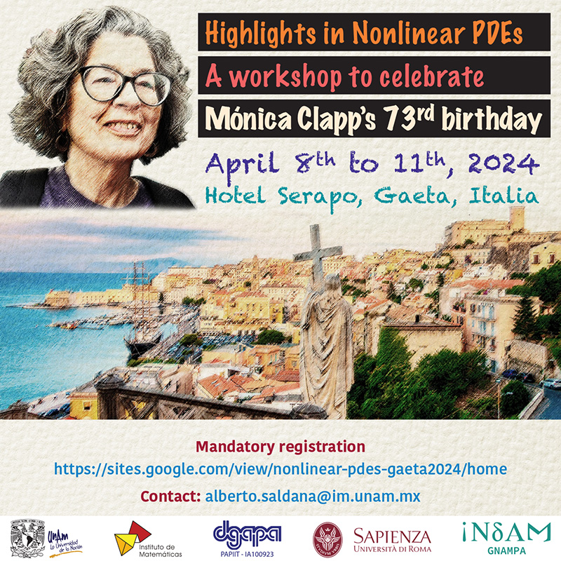Highlights in Nonlinear PDEs A workshop to celebrate Mónica Clapp’s 73rd birthday