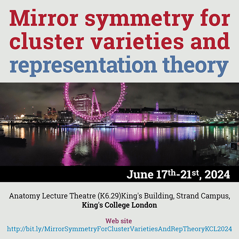 Mirror symmetry for cluster varieties and representation theory Conference