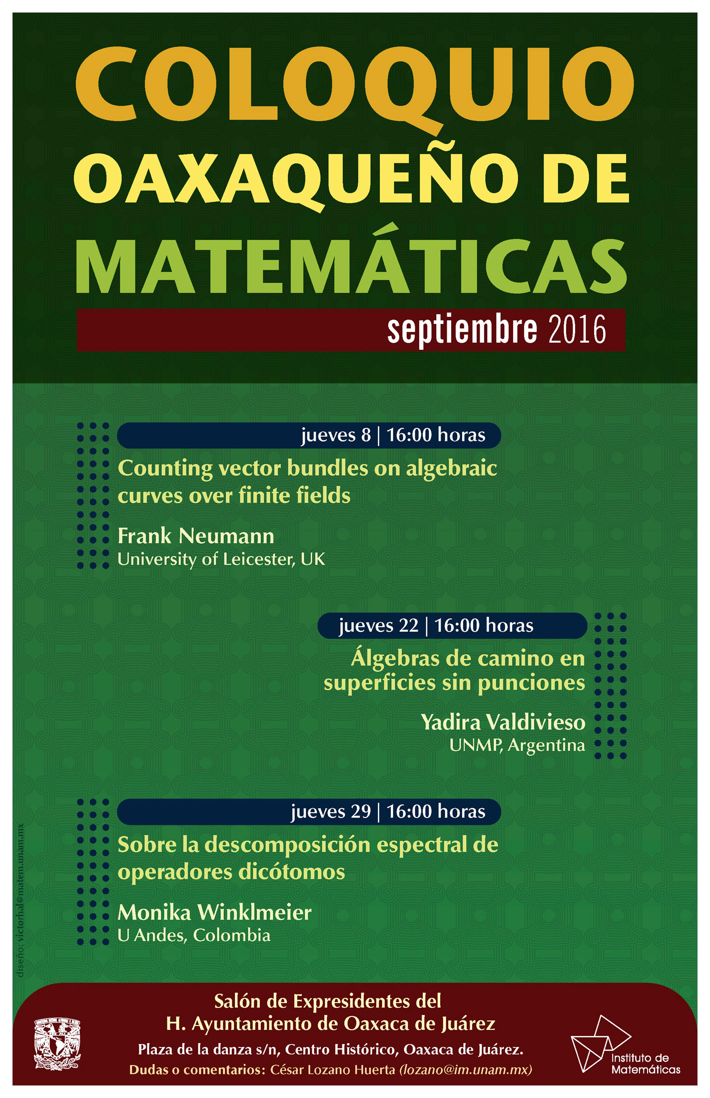 Septiembre: Coloquio Oaxaqueño de Matemáticas
