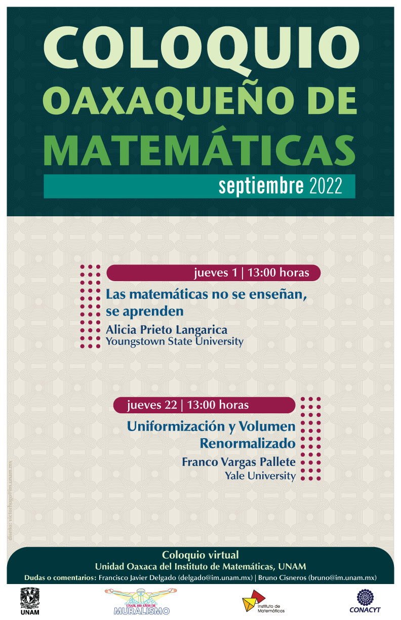 Coloquio Oaxaqueño de Matemáticas, septiembre 2022