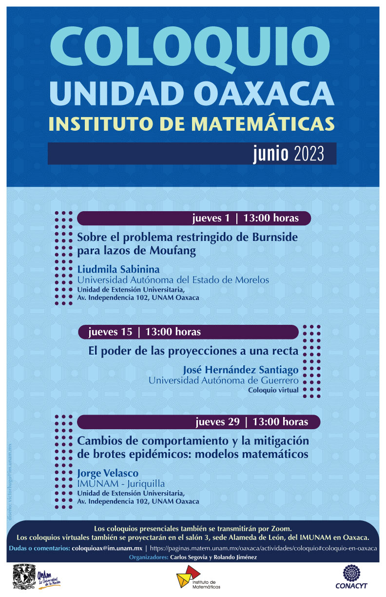 Coloquio de la Unidad Oaxaca, Instituto Matemáticas, junio 2023 