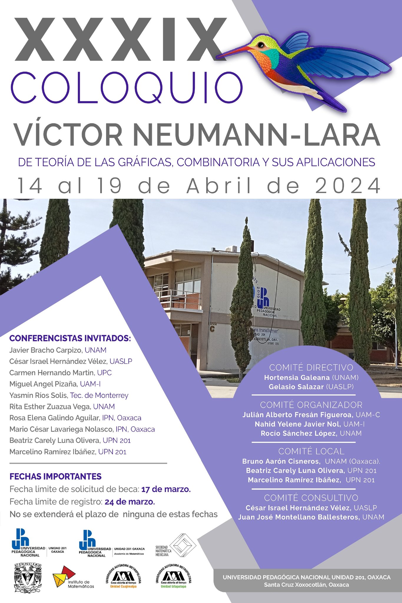 XXXIX Coloquio Víctor Neumann-Lara de Teoría de las Gráficas, Combinatoria y sus Aplicaciones 
