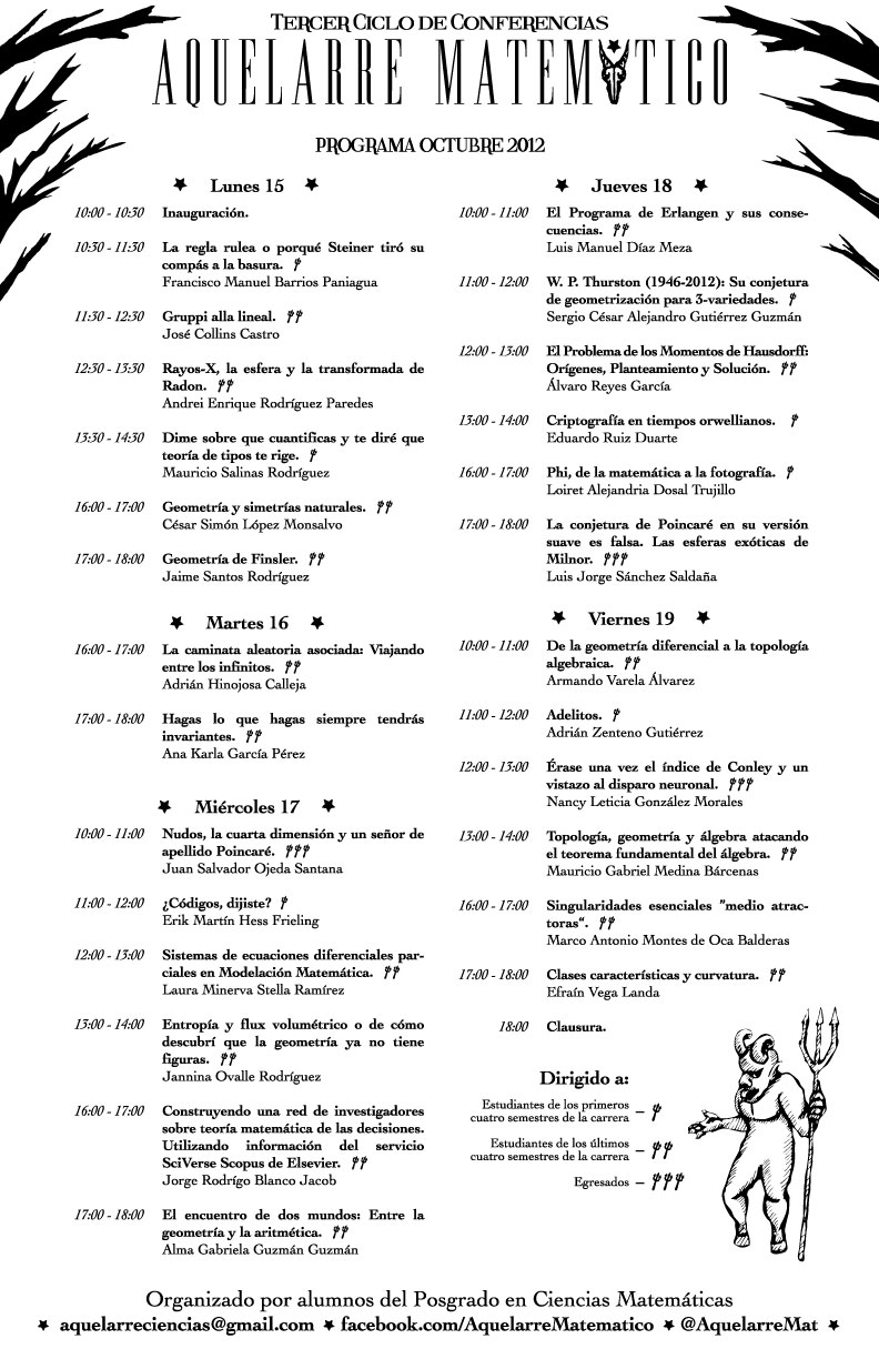PROGRAMA: Tercer Aquelarre Matemático