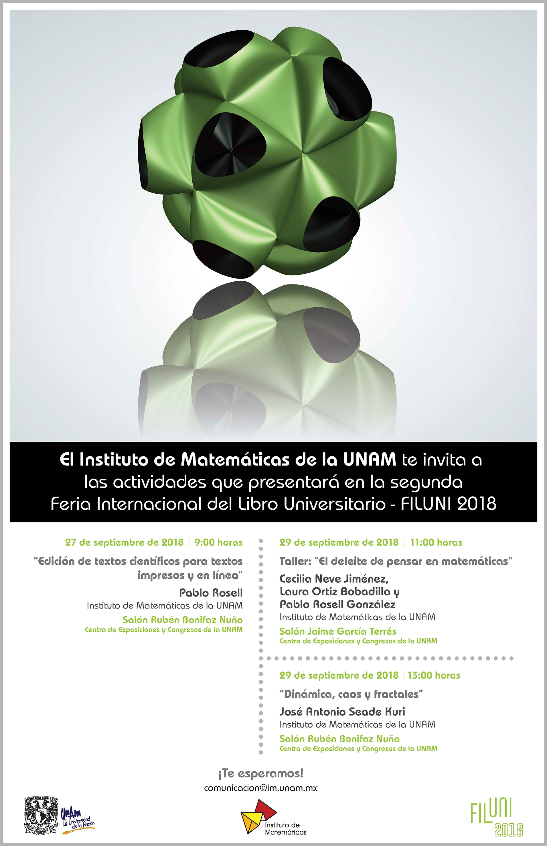 Actividades del IMUNAM en la FILUNI 2018