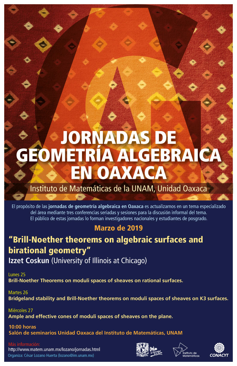 Jornadas de Geometría Algebraica en Oaxaca en marzo de 2019