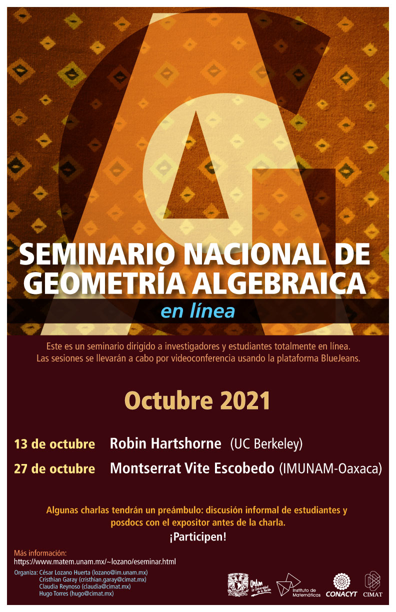 Seminario Nacional de Geometría Algebraica en línea: octubre