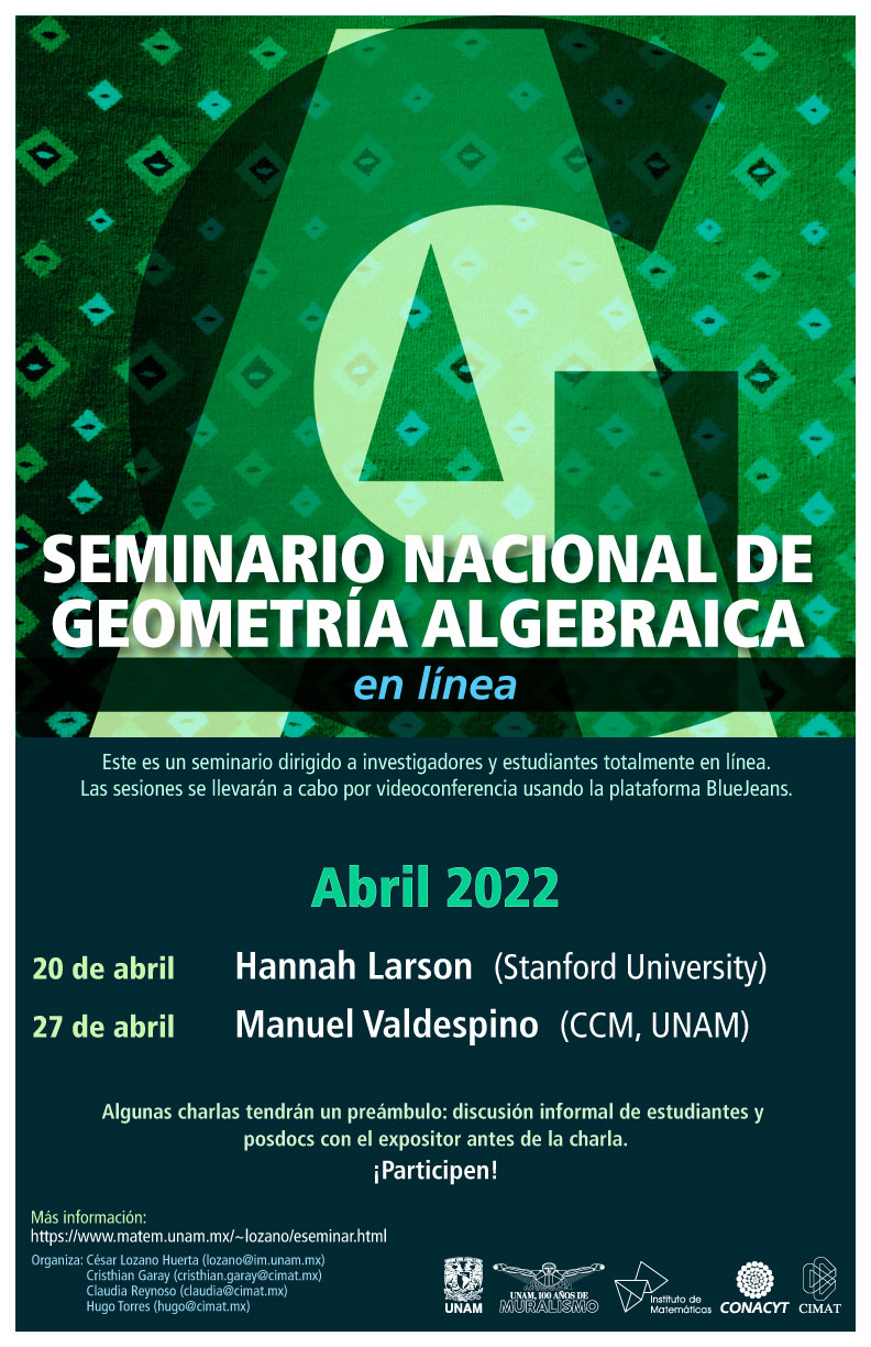 Seminario Nacional de Geometría Algebraica en línea: abril
