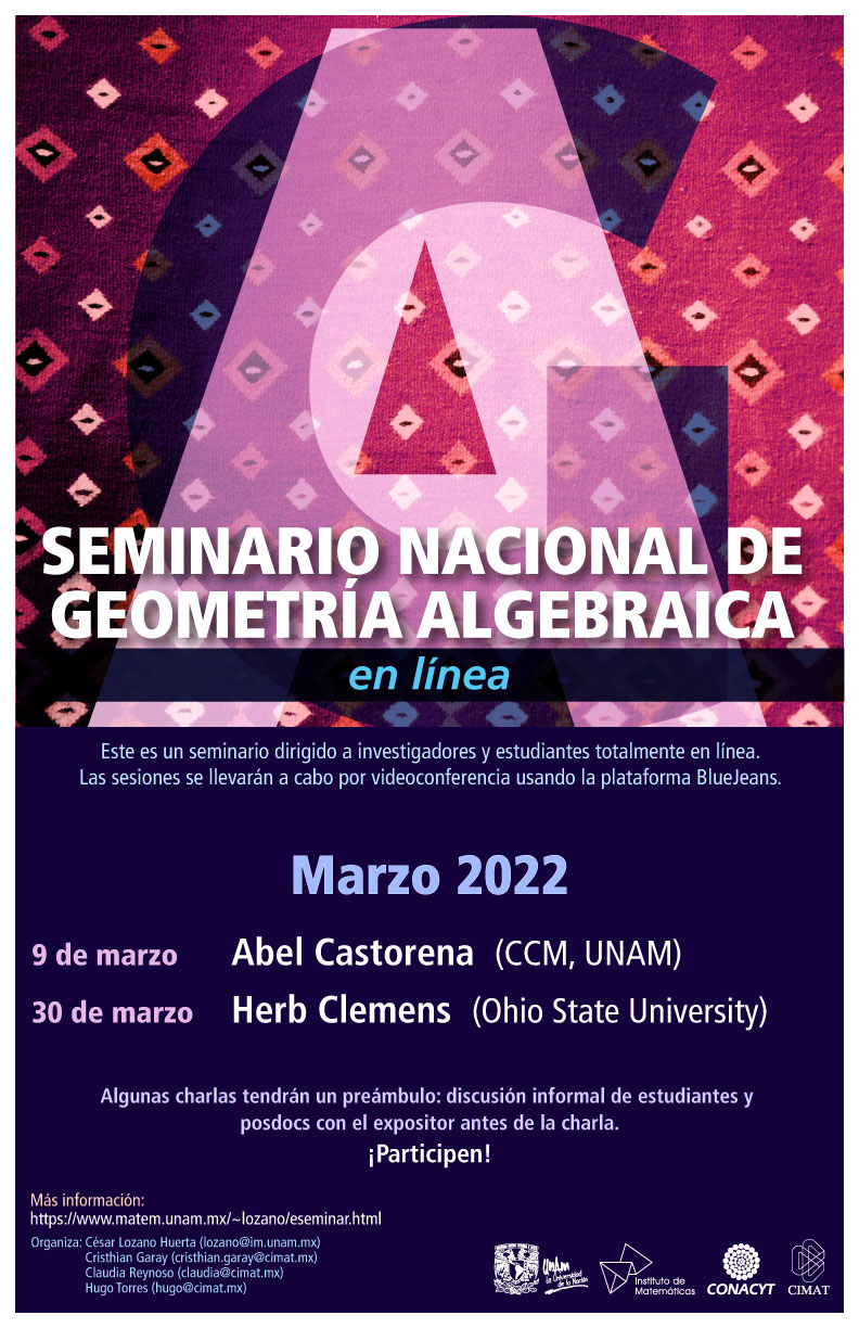 Seminario Nacional de Geometría Algebraica en línea: marzo