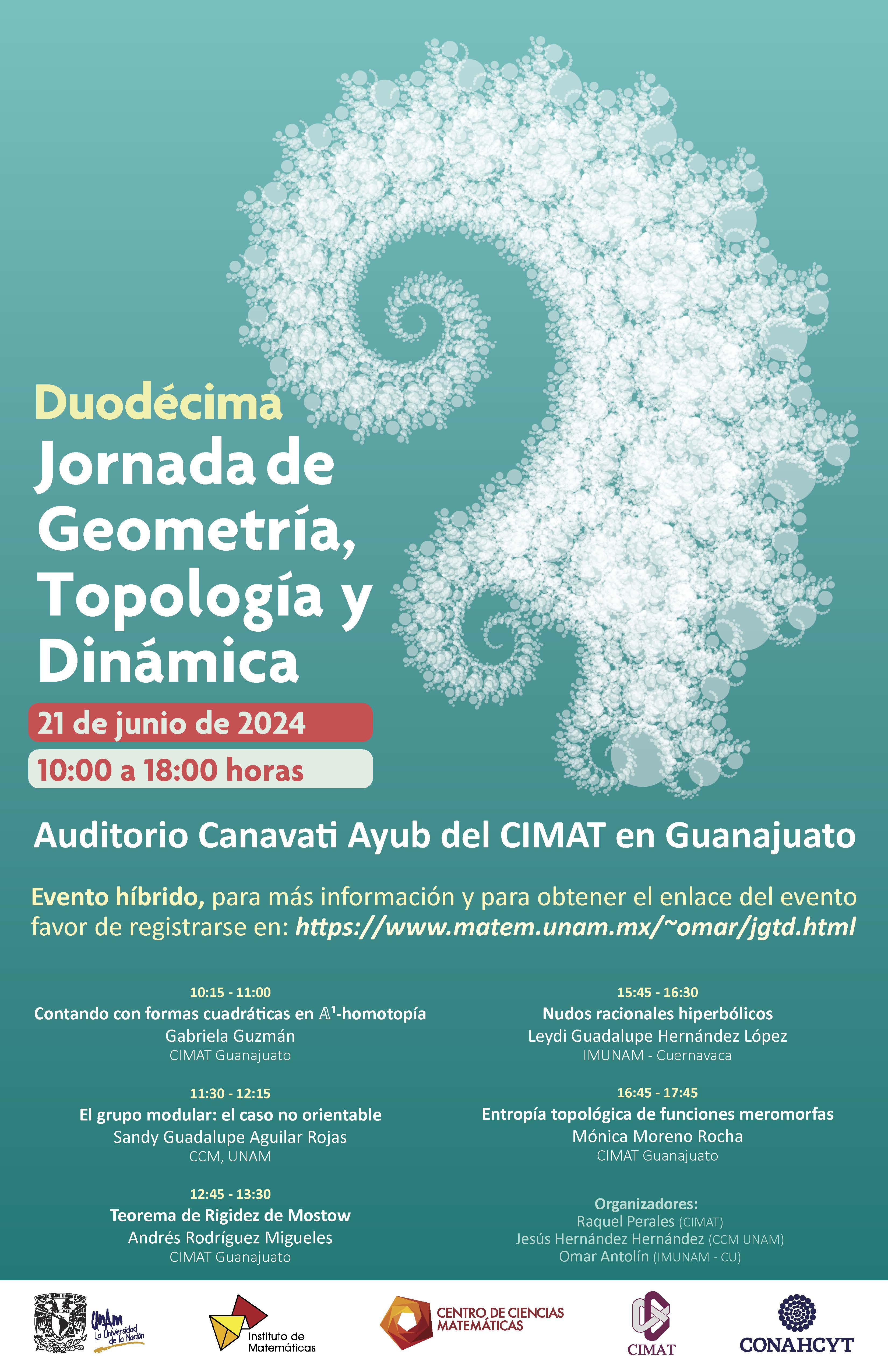 Duodécima Jornada de Geometría, Topología y Dinámica 