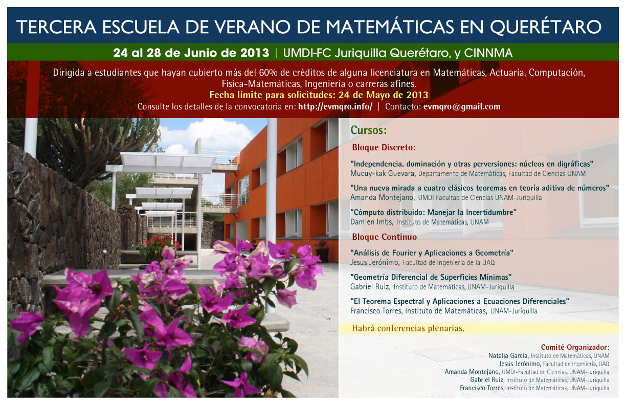 Tercera Escuela de Verano de Matemáticas en Querétaro